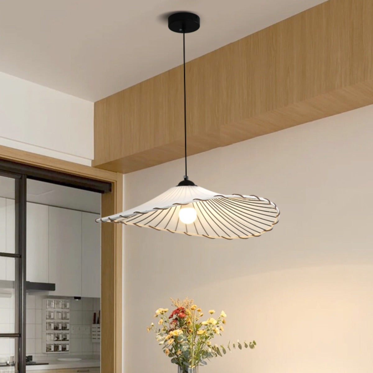 Ritta Boho Decorative LED Pendant Light Yellow Fabric Bedroom Restaurant