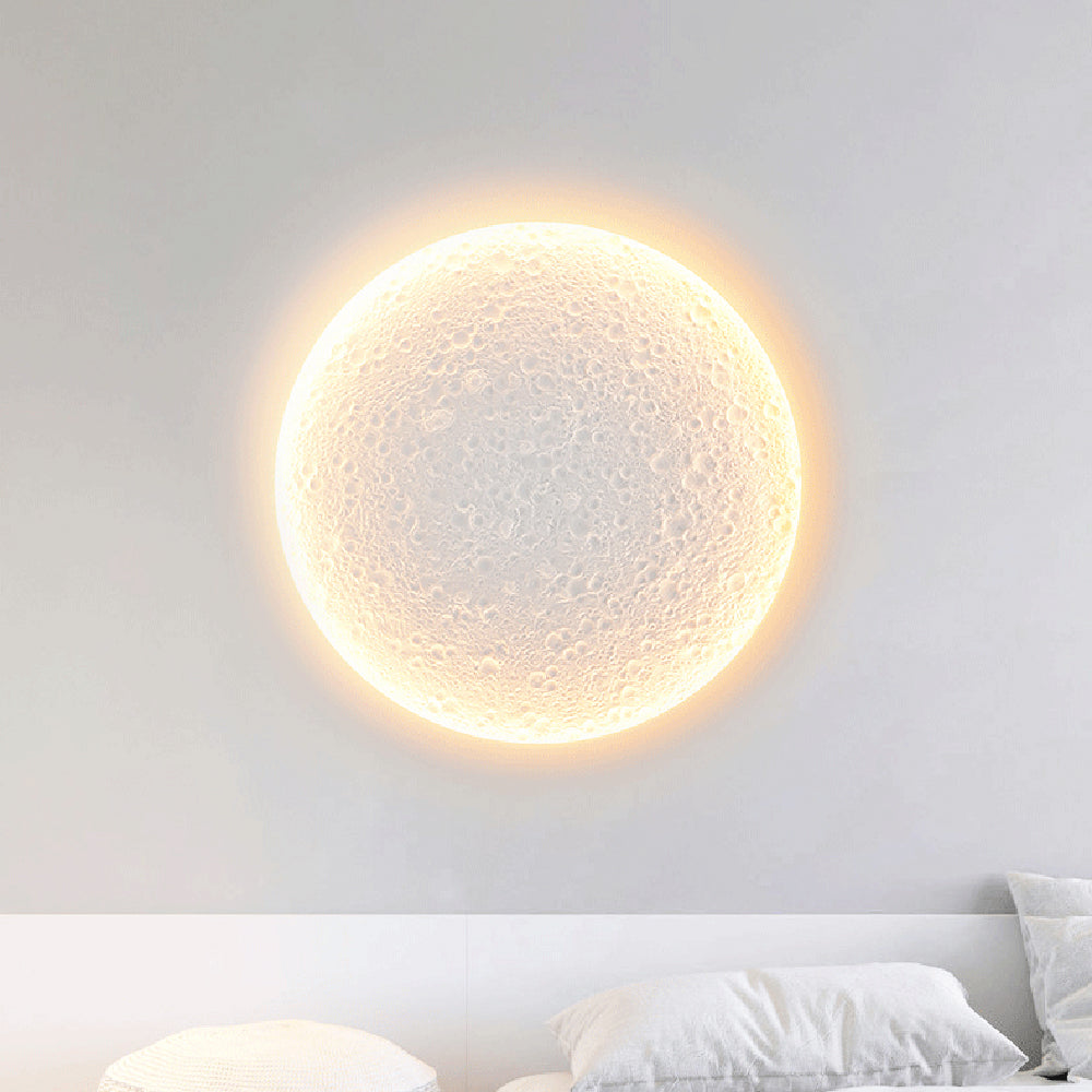 Aria Decorative Moon Metal/Gypsum Wall Lamp, White