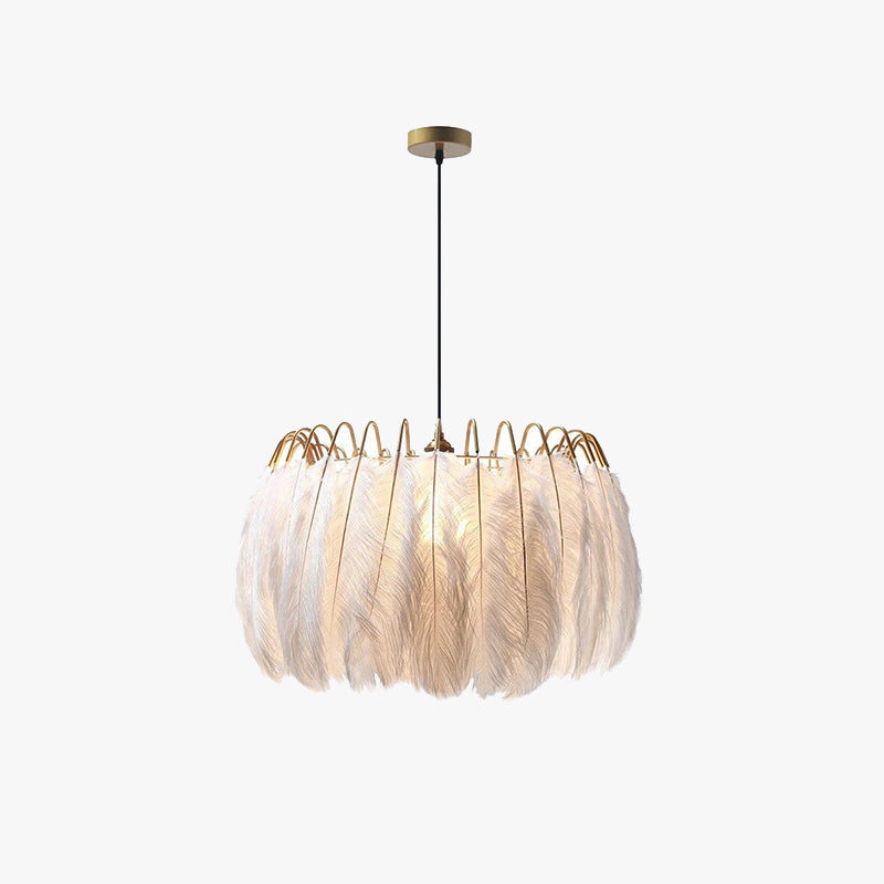 O'Moore Elegant Feather Pendant Light, Black/White, Bedroom/Living Room