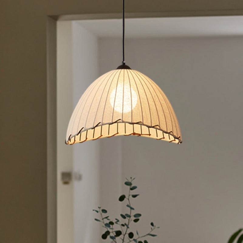 Ritta Boho Decorative LED Pendant Light Yellow Fabric Bedroom Restaurant