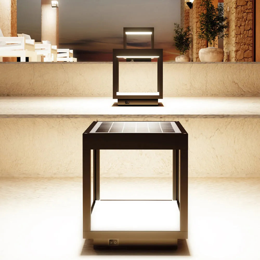 Ray Square Frame Black Contemporary Solar/Hardwire Outdoor Post  Light