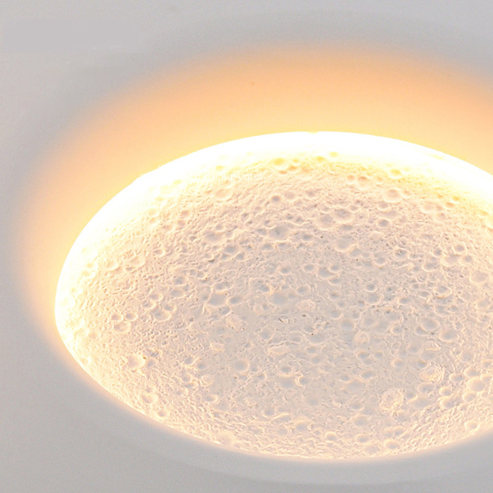 Aria Decorative Moon Metal/Gypsum Wall Lamp, White