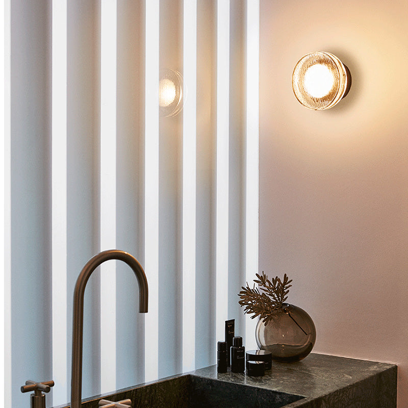 Ray Modern Mini Bubble Metal/Glass Outdoor Wall Lamp, Transparent