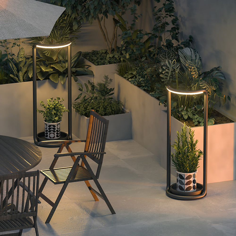 Ray Minimalist Rectangular Solar LED Outdoor Floor Lamp, Black