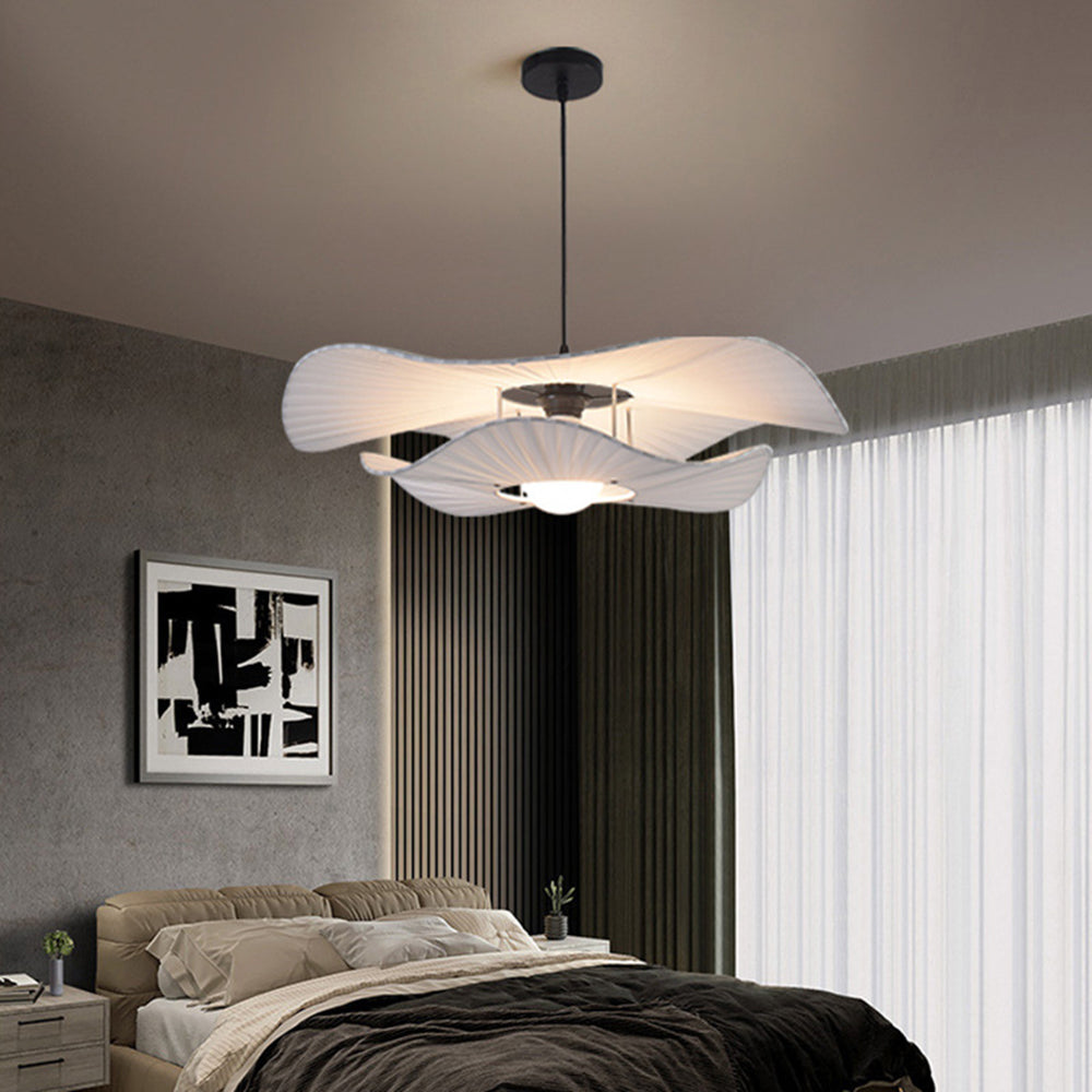 Ritta Modern Nordic Cloth/Metal Shell Pendant Light, White