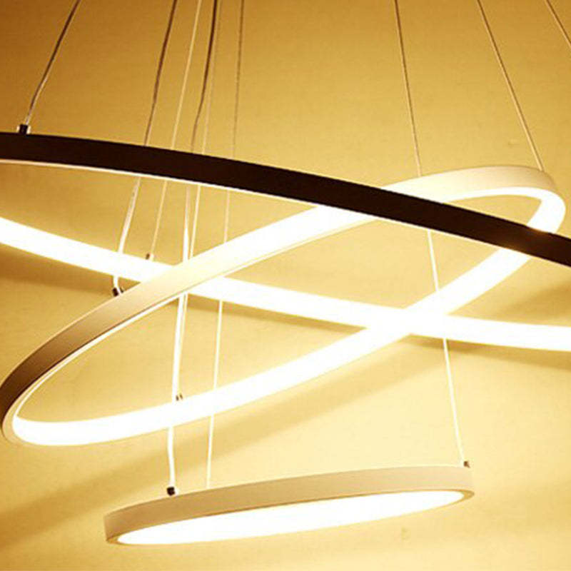 Arisha Pendant Light, Inner Ring Illuminated, White/Black/Gold