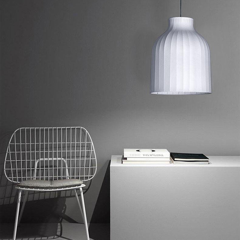 Ritta French Vintage White Pendant Light, Synthetic Silk