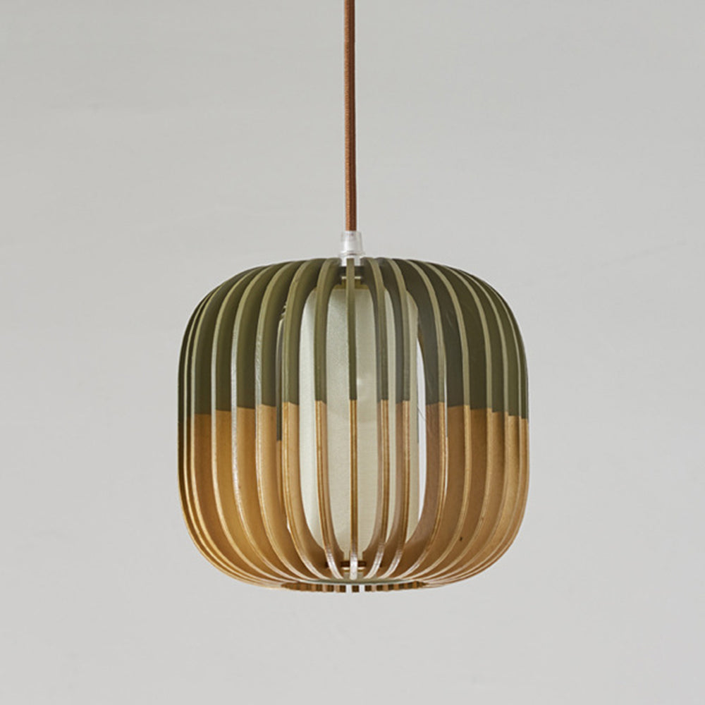 Muto Modern Birdcage Wood Pendant Light