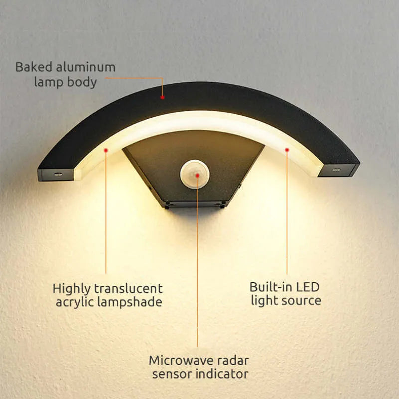 Ray Nordic Arc Waterproof LED Outdoor Wall Lamp, Black