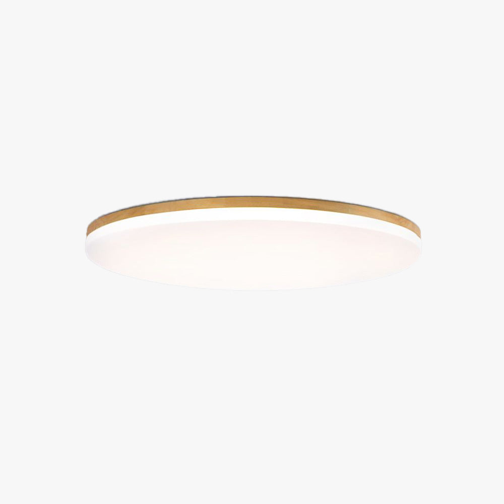 Muto Minimalist Wood Round Flush Mount Ceiling Light, Bedroom