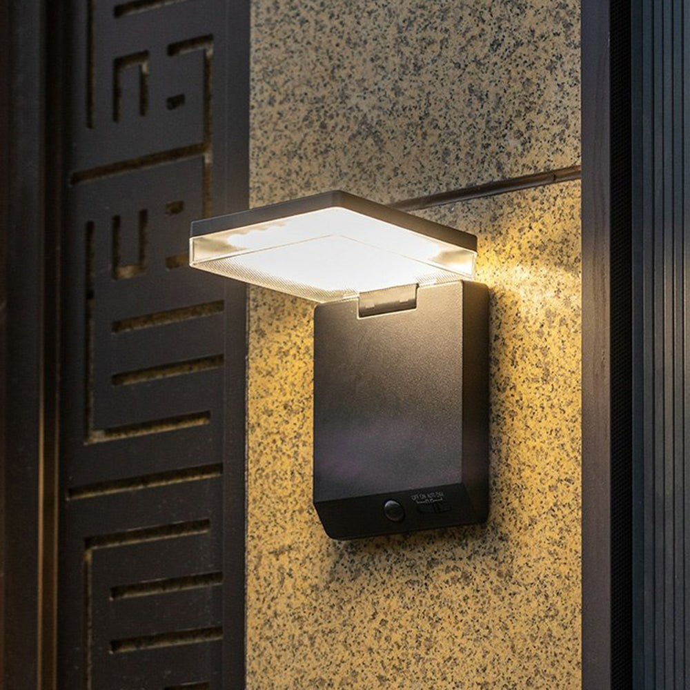 Ray Modern Minimalist Right-Angle Acrylic Sensor Solar Waterproof Outdoor Wall Lamp, Black