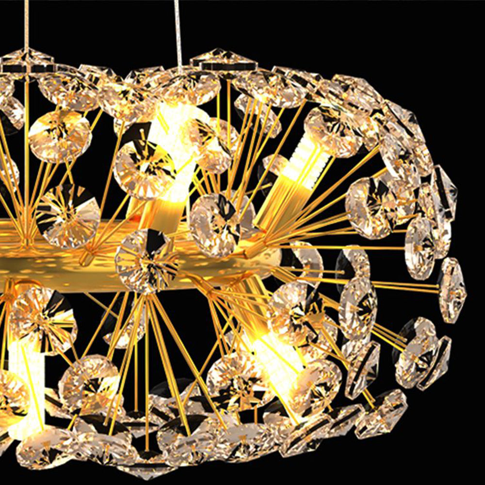 Arisha Luxury Lineal/Flower Chandelier, Gold, Metal/Crystal