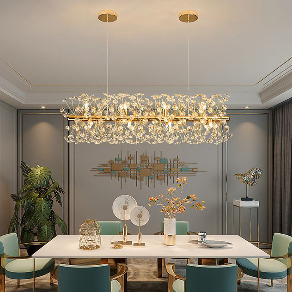 Arisha Luxury Lineal/Flower Chandelier, Gold, Metal/Crystal