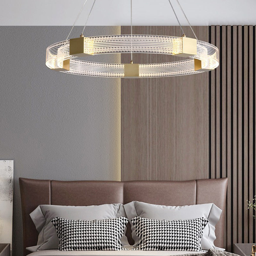 Arisha Modern Round/Oval Acrylic/Metal Pendant Light, Gold