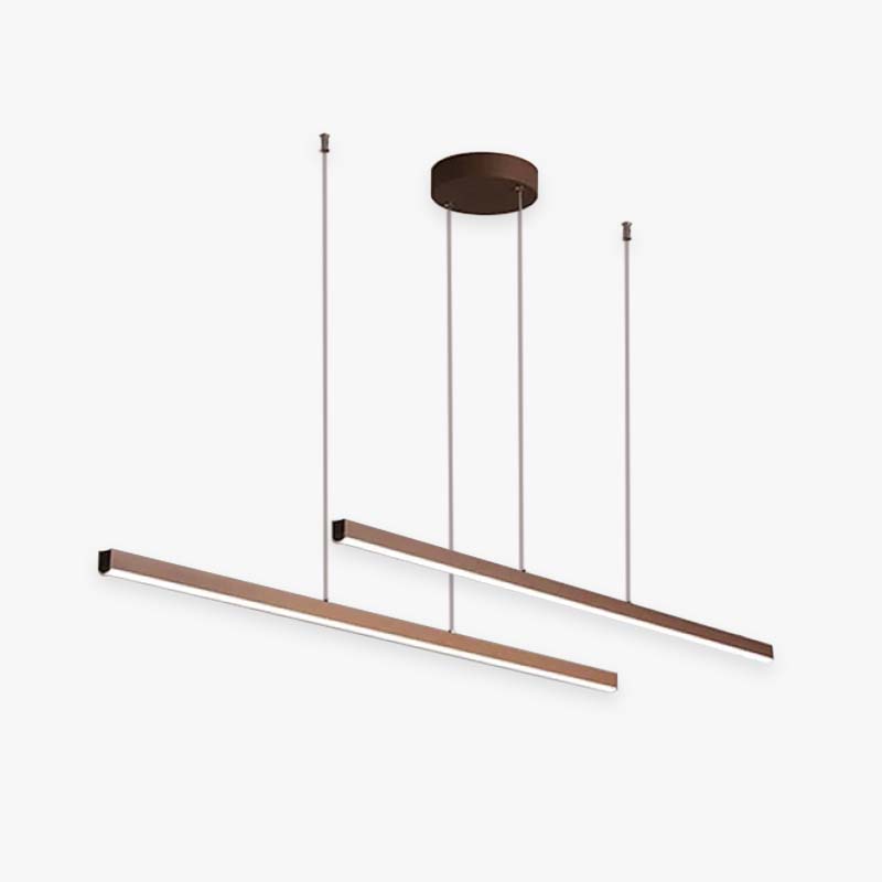 Arisha Modern Minimalist Double-Linear Metal Pendant Light, Brown