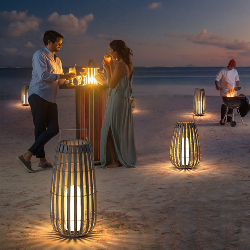 Ray Outdoor Floor Lamp, Hardwired & Solar Cage