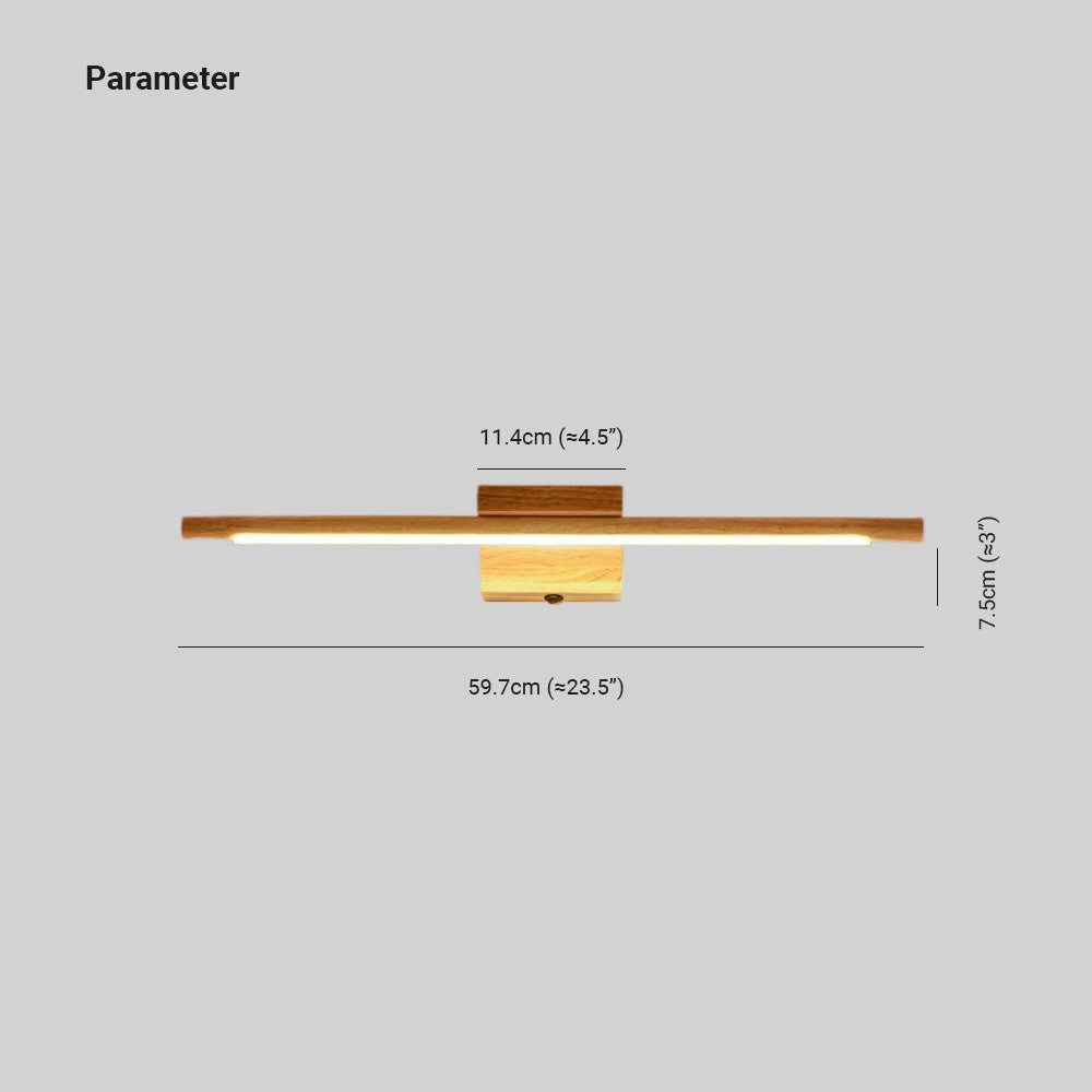 Muto Nature Wood Linear Mirror Front Vanity Wall Lamp