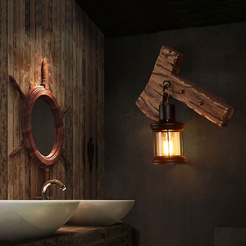 Epoch Wall Lamp Hammer Shape Vintage, Wood/Metal, Bedroom