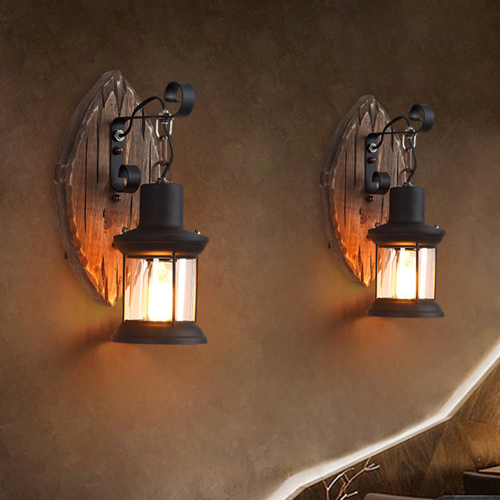 Epoch Wall Lamp Leaf Shape Vintage, Wood/Metal, Bedroom