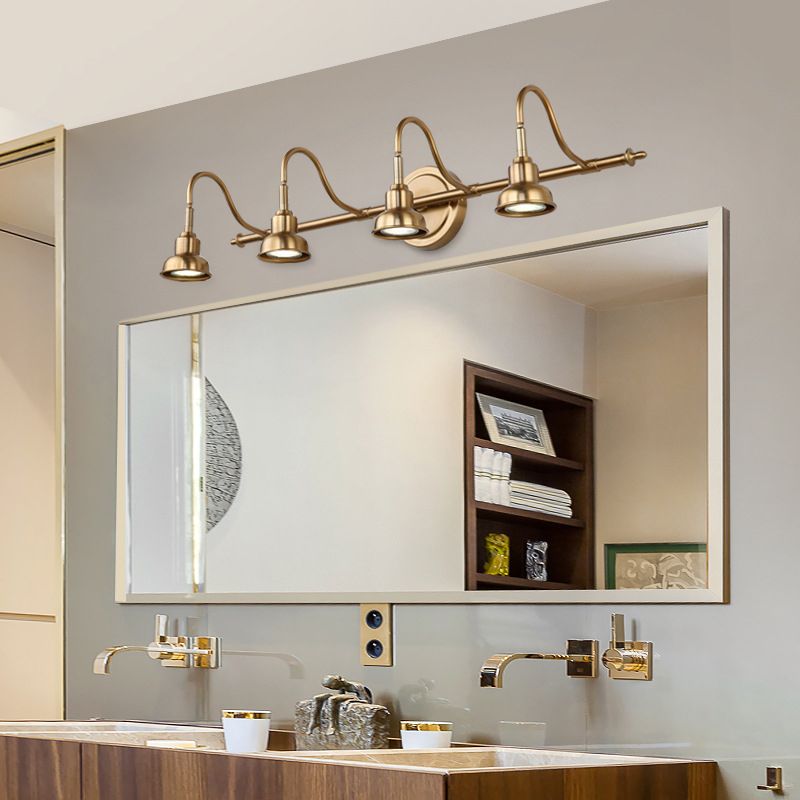 Tiffany Vintage Round Arc Vanity Wall Lamp, Gold, Bedroom