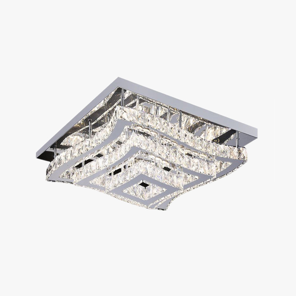Kristy Luxury Square Metal/Glass Flush Mount Ceiling Light, Living Room