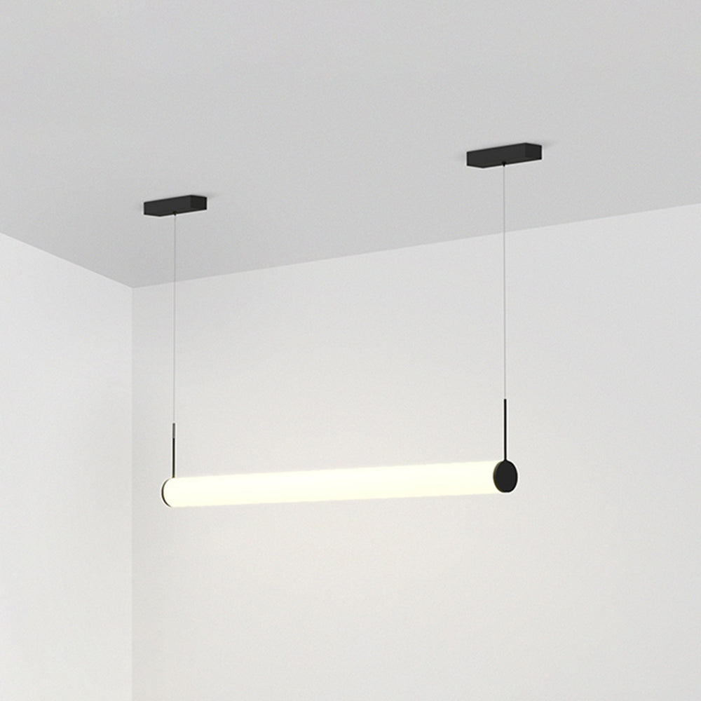 Ray Modern Cylinder White Pendant Light, Metal/Acrylic