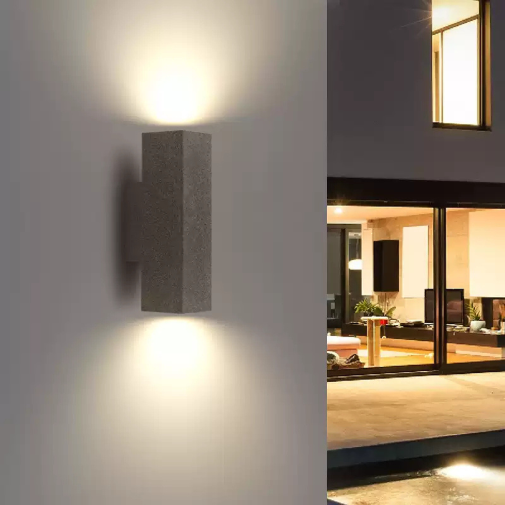 Ray Minimalist Cement Square Outdoor Wall Lamp, White