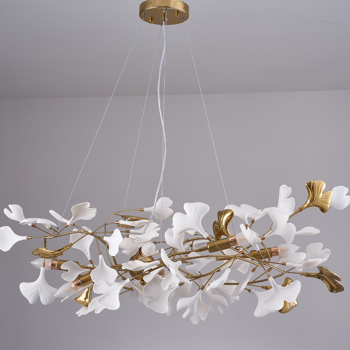 Olivia Luxury Ceramic Chandelier Large Foyer, Gingko leaf, Living Room