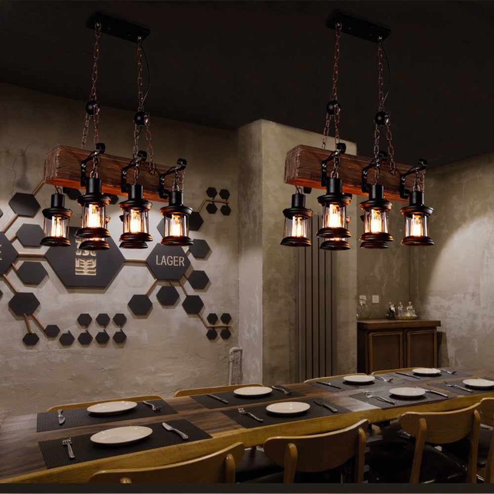 Epoch Retro Rectangular Metal/Wood Lantern Pendant Light