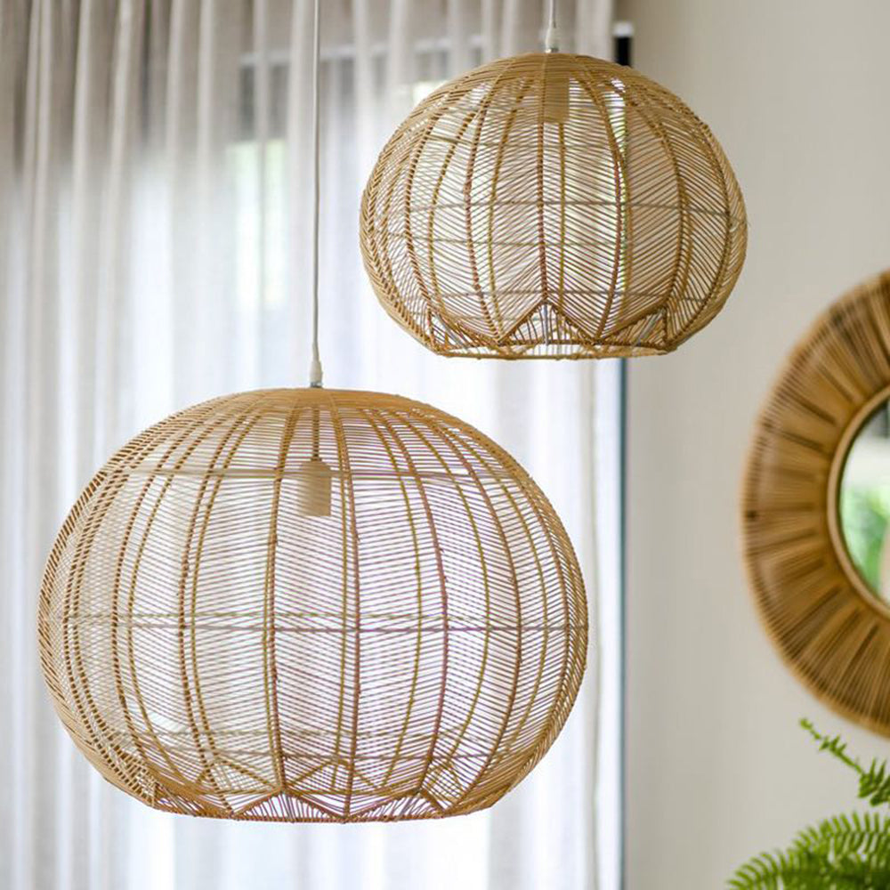 Ritta Designer Round Handmade Rattan Pendant Light, Dining Room