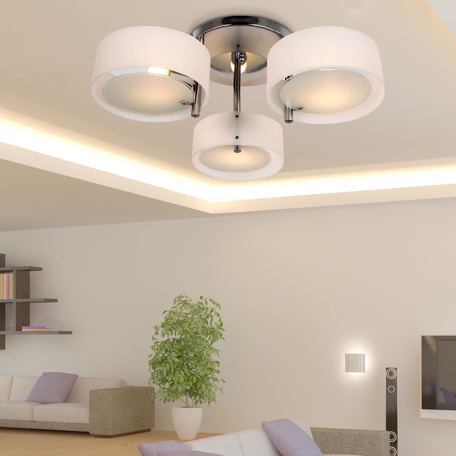 Arisha  Flush Mount Ceiling Light   Glass  White Modern Round Hallway
