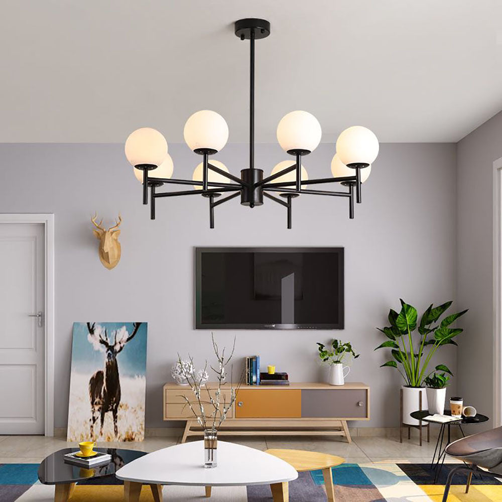 Silva Modern Globe Bubble Metal/Glass Pendant Light, Gold/Black