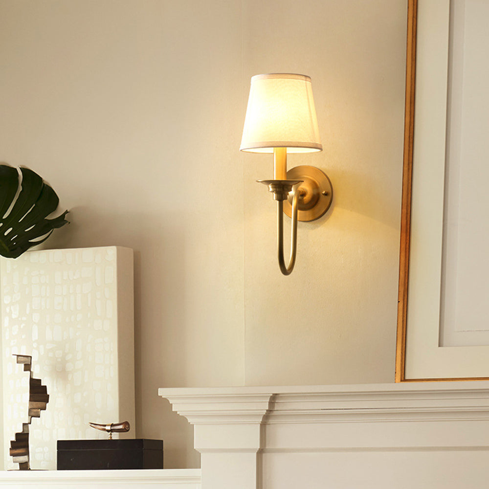 Tiffany Vintage Rustic Lantern Fabric LED Wall Lamp, Gold