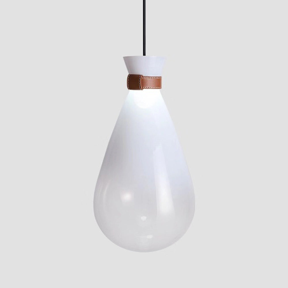 Valentina Minimalist Teardrop Shaped Glass Pendant Light, Smoke Gray/White