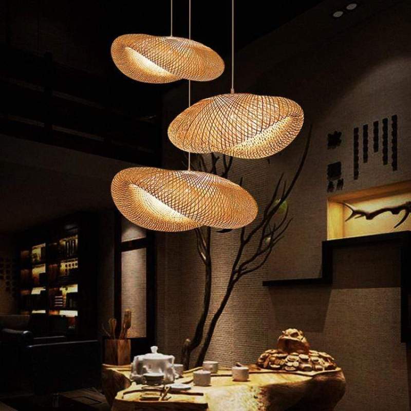 Ritta Natural Pendant Light for Dining Room/Kitchen Island, Bamboo