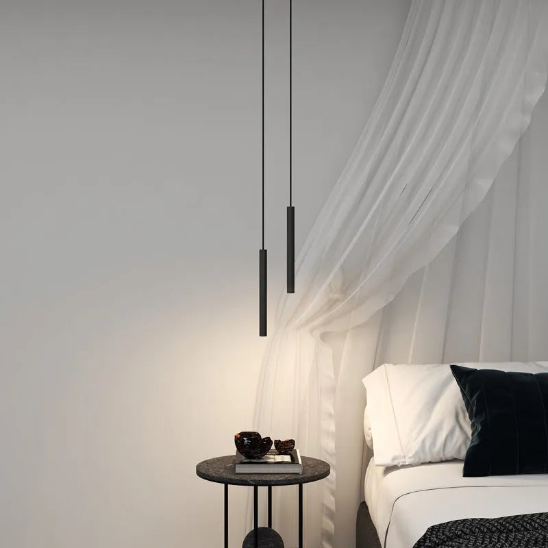 Arisha Minimalist Metal Linear Pendant Light, Black