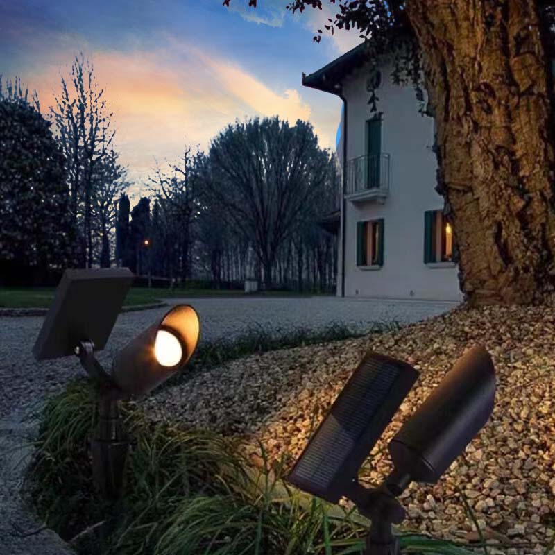 Ray Modern Round Glass/Metal Solar Outdoor Ground Lamp Spotlight