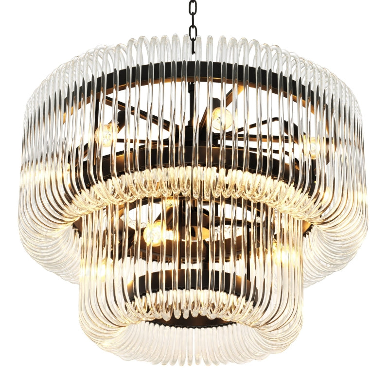 Kristy Modern Luxury LED Chandelier Ceiling Light Black/Gold Glass Living Room