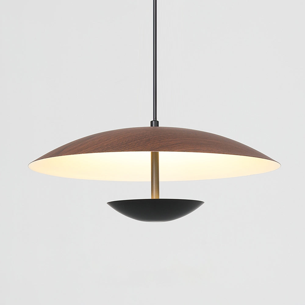 Muto Nordic LED Frisbee Pendant Light Wood & Brown