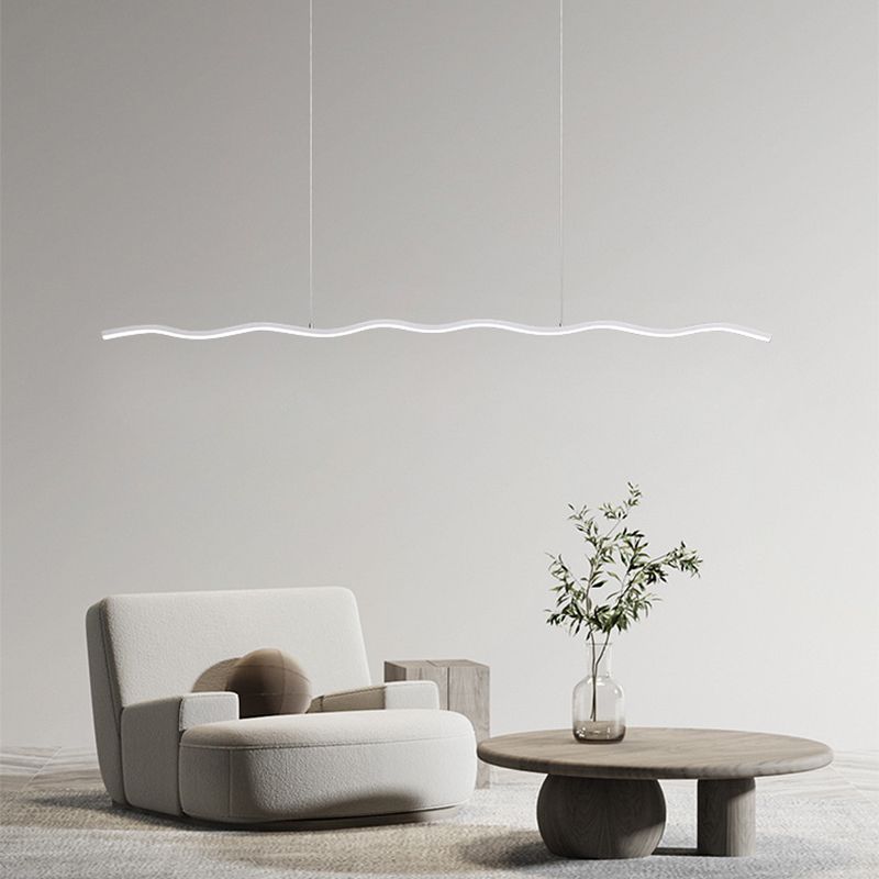 Arisha Wave Linear Pendant Light, Black/White
