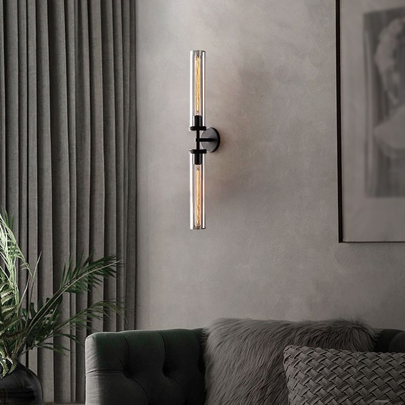 Arisha Modern Cylindrical Metal Led Wall Lamp, Black/Copper