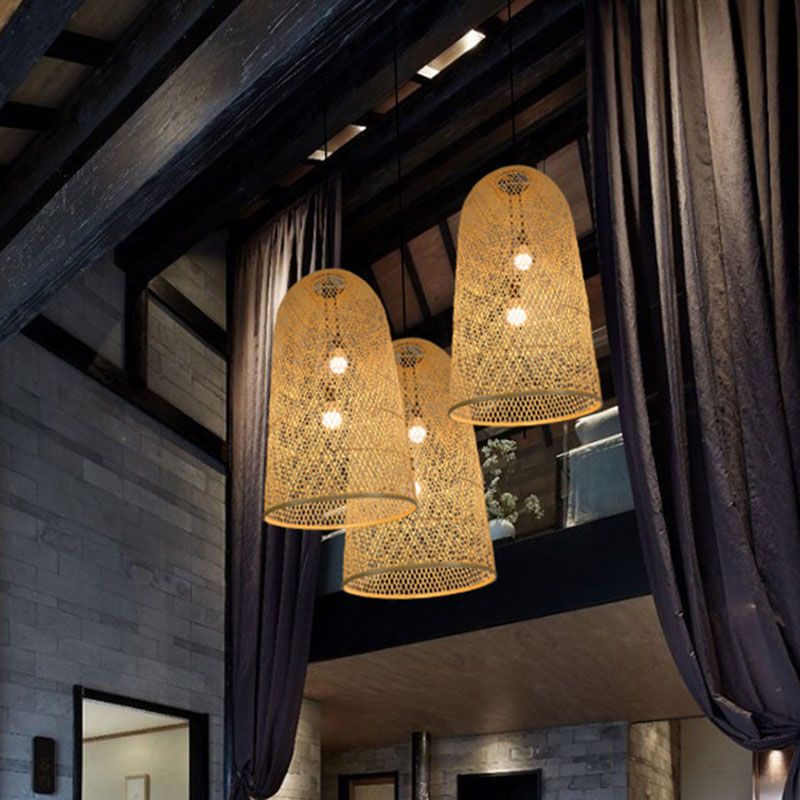 Ritta Natural Handmade Bamboo Led Pendant Light, Bedroom