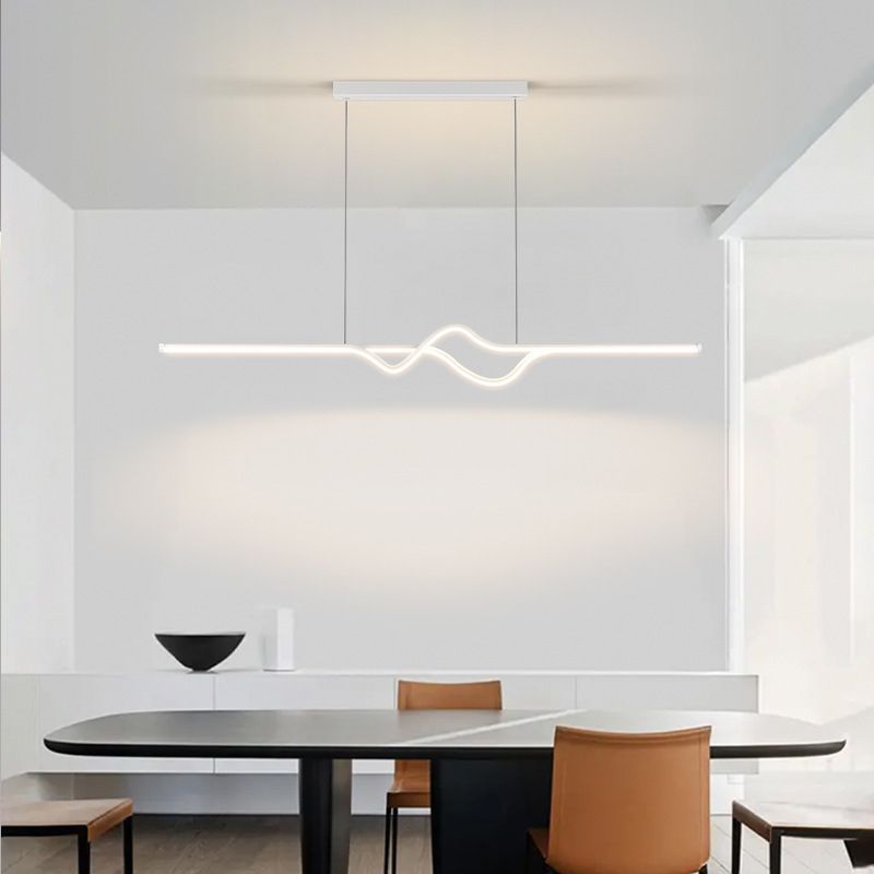 Arisha Modern Linear Metal Pendant Light, Black/White/Grey