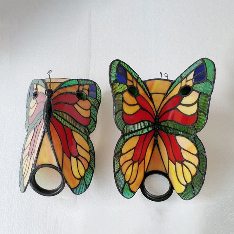 Arisha Artistic Butterfly Metal/Glass Lamps Wall, Red/Blue/Multi-Color/Light Blue