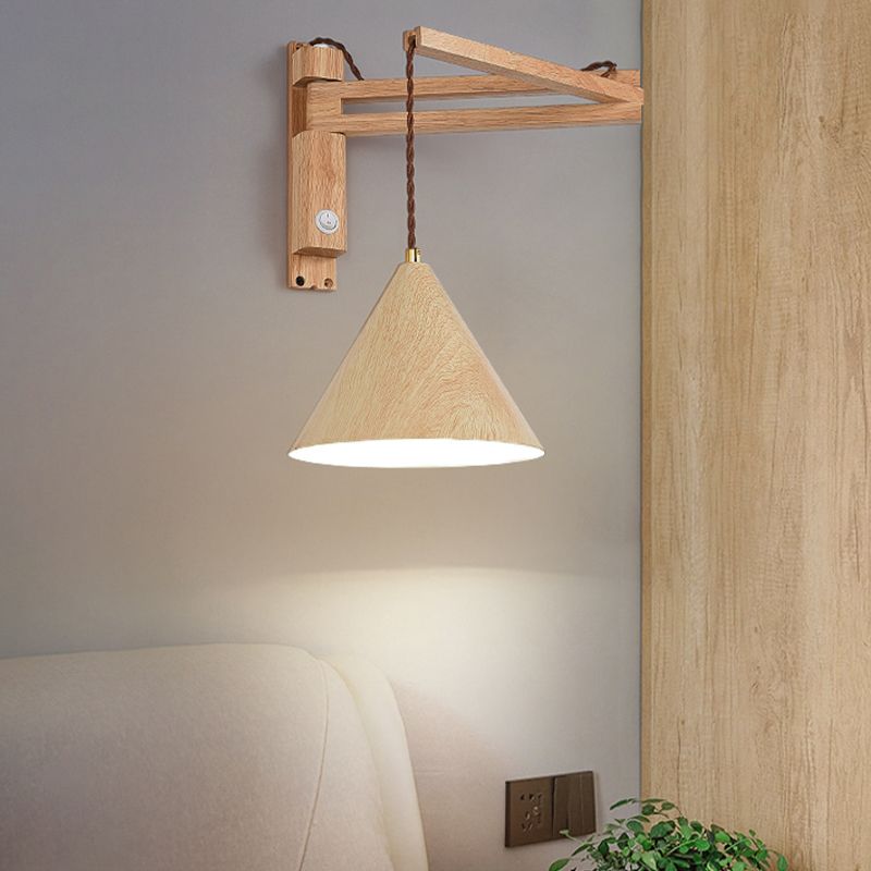 Muto Adjustable Wall Lamp, Wood/Metal, 2 Color, Living Room