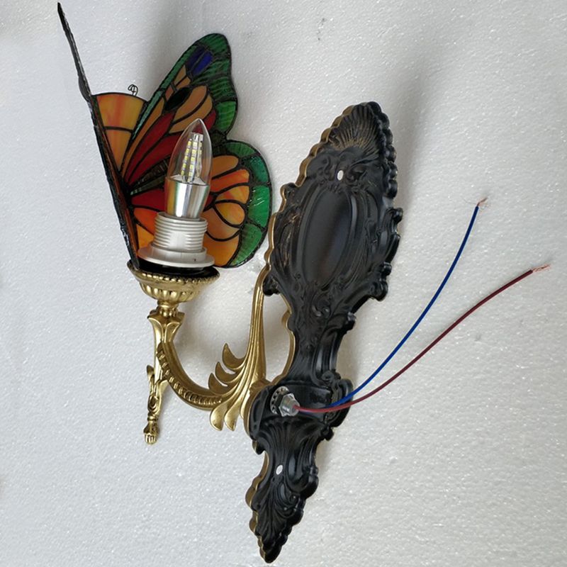 Arisha Artistic Butterfly Metal/Glass Lamps Wall, Red/Blue/Multi-Color/Light Blue