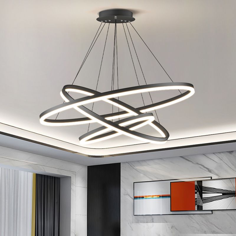Arisha 3-Rings Black Black Modern Pendant Light