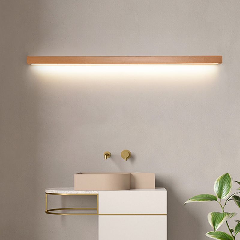 Muto Linear Mirror Wooden Front Vanity Wall Lamp