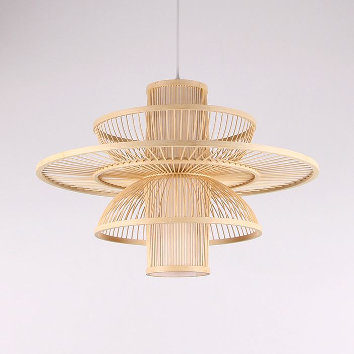 Muto Lotus-Shaped Rattan Pendant Light