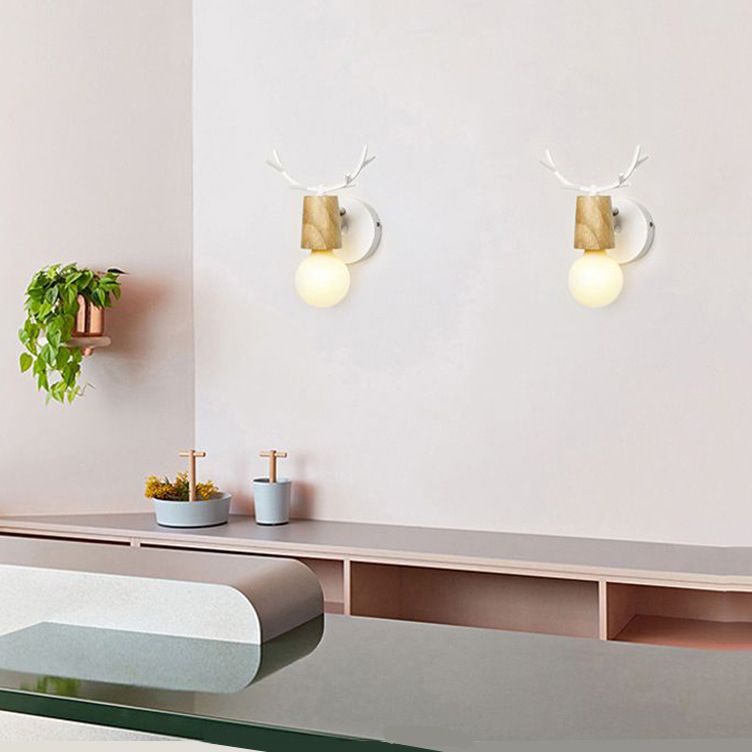 Muto Modern Antler Wood/Glass Wall Lamp, Bedroom/Bathroom